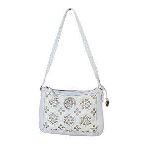 Brighton Desert White Leather Shoulder Bag (Style H33762) Daisy Cutouts NWT